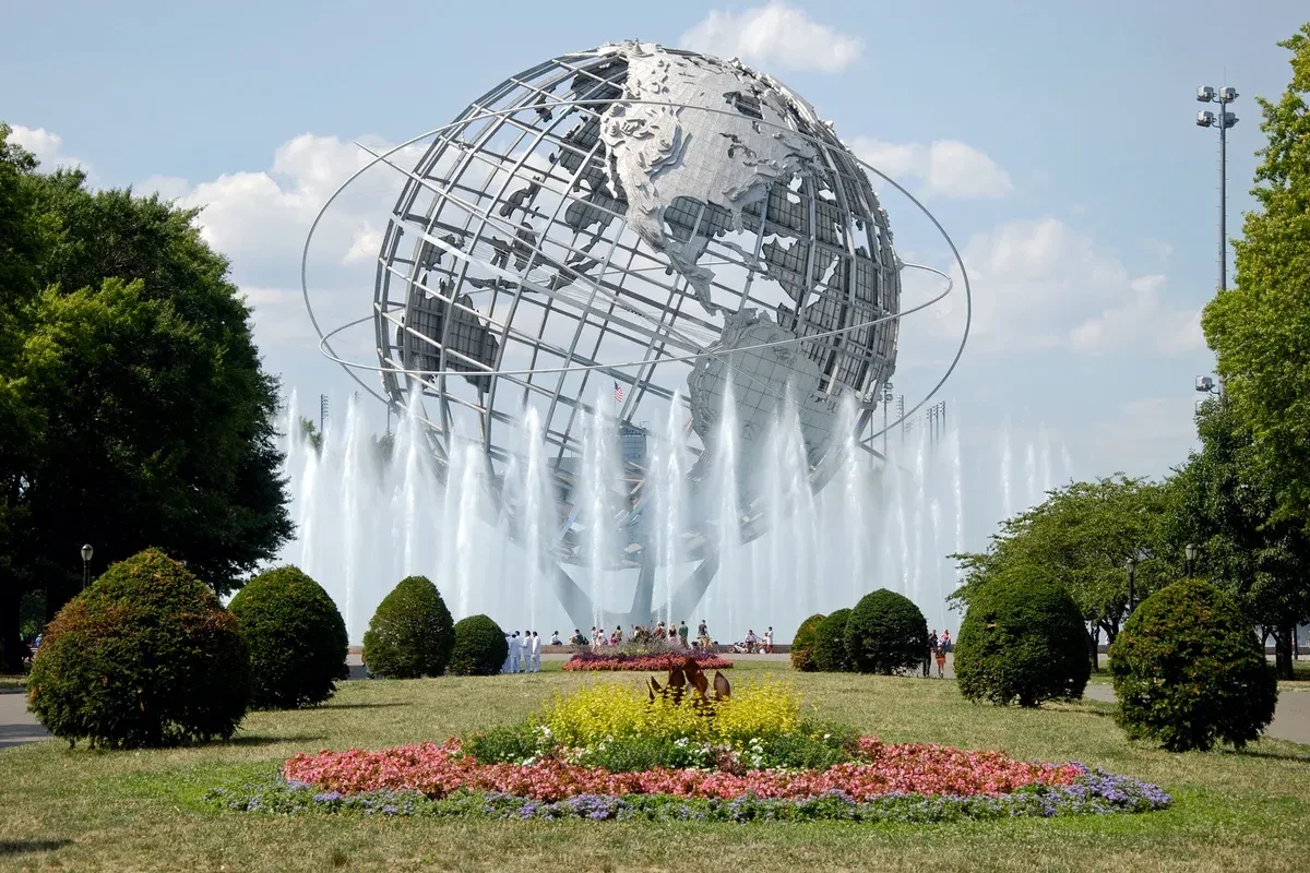 The Unisphere in Flushing Meadows Corona Park, Queens, a stop on NYC contrast bus tours